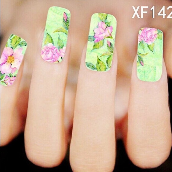 3/$12 Nail Waterslide Tattoo pink polka dot floral - Picture 7 of 7